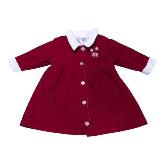 Hanna Andersson Other - Hanna Andersson Christmas Holiday Corduroy Red Coat Dress Snowflakes 18 24 mo